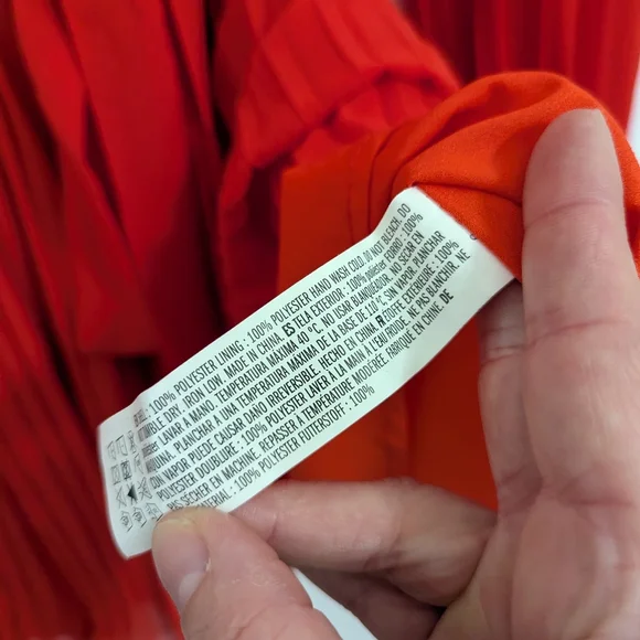 NWT Endless Rose Large Bright Red Lined Chiffon Pleated Mini Dress w/ Ruffles - Picture 5 of 9